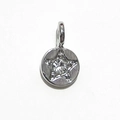 Silver round metal pendant with star-shaped crystal stones for jewelry DIY - Silver - April