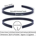 Black ABS plastic headband base with 1cm width and anti-slip teeth for DIY crafts - 1.0CM Toothed Black Plain