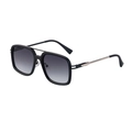 Vintage matte black square sunglasses for men featuring metal temple accents and gradient lenses - C6 Matte Black Gold/Gray Green