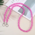 Pink braided mobile phone lanyard with silver metal clasps on a stylish magazine - Rose Red