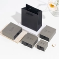 Elegant grey drawer jewelry boxes in various sizes with matching black gift carry bag - Matching Handbag / Ash Grey Drawer Box