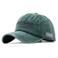 Cappellino da baseball in cotone lavato verde scuro con scritte vintage e patch - Regolabile (54-60cm) / Verde Lavato