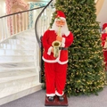Animated life-size Santa Claus playing a golden saxophone with a sturdy red base - 1.8m Moving Hat Saxophone Santa