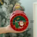 Confezione regalo di Natale rossa circolare con Babbo Natale e manico robusto - Rotondo/Portatile / Scatola per Mele Rotonda Laterale di Natale-Rosso