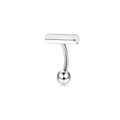 Silver stainless steel belly ring featuring a geometric hexagonal prism and ball end - Silver Bar