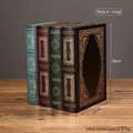 Set of four vintage book-shaped storage boxes in teal, maroon, green, and black colors - Style A Large