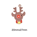 Brown cartoon elk pendant with red nose and yellow bell, 20mmx27mm DIY jewelry accessory - 77# Reindeer