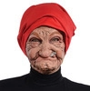 Máscara de látex de anciana con pañuelo rojo y arrugas realistas para Halloween - Máscara de Abuela Fumadora