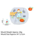 Blue silicone mold featuring Halloween scarecrow, pumpkin patch and watering can shapes - 5#--Transparent 15-406 Scarecrow