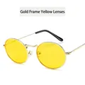 Retro small oval sunglasses with gold metal frame and yellow tinted lenses - 3547-50-20 / Gold Frame Yellow Lenses