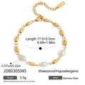 Bracciale in acciaio inossidabile dorato con perle d'acqua dolce e sfere in metallo - Braccialetto di Perle Sintetiche (JDB0305045)