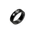 Black stainless steel graduation ring featuring a white 2024 logo and doctoral cap icon - Class of 2024 / Black