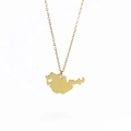 Gold Austria map pendant necklace with heart cutout and fine cable chain - Russia - Gold