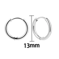 Classic 13mm silver stainless steel hoop earrings with high-polished minimalist finish - 13mm / Silver