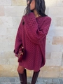 Detailed view of the thick cable knit texture on a wine red oversized sweater - S / Burgundy
