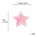 Pink iridescent sequin star patch for DIY clothing decor with 7.3cm x 7cm dimensions - Light Pink Star*Small Size #96