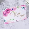 Floral thank you card with watercolor petals and gold foil lettering on marble surface - Small Size / Style 05 / 11.5x8.5cm