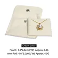 Creamy yellow velvet jewelry pouch set with snap button and necklace holder insert - Beige with Inner Pad (Microfiber)