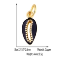 Golden oval copper pendant with black enamel inlay and small bead details - Black Shell