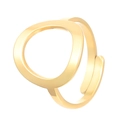 Close-up of golden hollow circle ring with adjustable band and high-polish finish - Adjustable Open / 18K Gold Color (Hollow Round)
