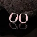 Pink enamel irregular stud earrings with silver metal base and high-end French style - Pink (EH0189 Pink)