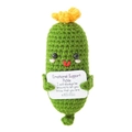 Handmade crochet emotional support pickle with positive energy card and yellow flower - Pickle with Flower