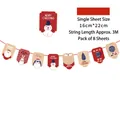 Cartoon Christmas bunting with Santa and Snowman, 8 pieces, 3m rope for party decor - Z35-Blue Background Cartoon