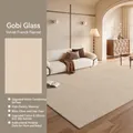 Beige high-density woven rug with non-slip silicone backing for living room - 140×200cm / Gobi Glaze