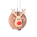 Mignon ornement suspendu boule peluche renne de Noël en bois décoration sapin fête - Faon Doré