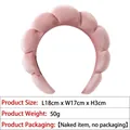 Pink velvet padded sponge headband showing 18x17x3cm dimensions and weight detail - 1# Pink Style