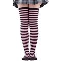 Pink and black striped over-the-knee socks for women in stylish cosplay style - Pink & Black Thin Stripes