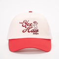 Gorra de béisbol bicolor con visera roja y bordado Yee Haw sobre corona blanca - Blanco Roto Empalmado Rojo