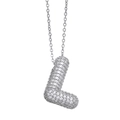 Letter L necklace pendant with sparkling silver-colored micro-pave cubic zirconia crystals - Letter L / Silver