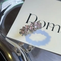Exquisite S925 sterling silver ring featuring sparkling pink zircon row setting - Silver with Pink Round Cut Row Ring