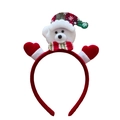 Christmas headband with plush white bear in plaid hat and red glove ornaments - Hands Bow Bear/Santa