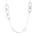 Minimalist silver geometric titanium steel necklace with interconnected metal rings - Silver (KN229610-Z)