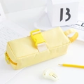 Large capacity yellow cartoon astronaut pencil case with buckle and handle design - Lemon Yellow