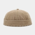 Gorro docker caqui de estilo vintage lavado con detalles desgastados en el borde - Ajustable / Caqui