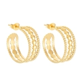 Pendientes de aro dorados de triple capa estilo vintage francés en acero inoxidable - Estilo Dorado (KE109391-KFC)