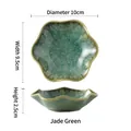 Jade green lotus leaf ceramic dipping bowl, 10cm flower shape sauce dish for home - Leaf Jade Green