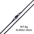 Black stainless steel snake chain necklace with lobster clasp, 1.6mm thickness and 450mm length - Black (KN80086-Z)