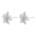 Polished silver turtle stud earrings with a detailed sea turtle design for women - Turtle Shape / Silver