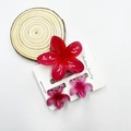 Floral hair claw clip set with large red and pink plumeria flower matte accessories - Mixed Color Set #18 (includes Cards)