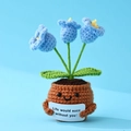 Handmade crochet blue succulent pot with a positive life quote card for home decoration - Positive Potted-Lily of the Valley Light Blue