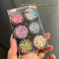 Chunky glitter gel set with 6 colors of stars and hearts for stage makeup and DIY - Set 8# Moonlight Ice