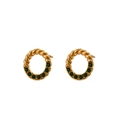 Orecchini a cerchio dorati a corda con pietre preziose verde smeraldo stile minimal - Oro - Zirconia verde
