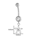 Silver G23 titanium belly ring with five-petal flower zircon pendant and curved bar - Silver Marquise Zirconia Flower Style (T2530-6#Silver)