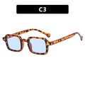 Classic square tortoise shell sunglasses with light blue transparent lenses and rivets - Tortoise Blue