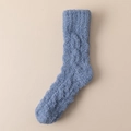 Calze spesse in pile di corallo per l'inverno in blu polvere con maglia a trecce - Taglia unica / Blu