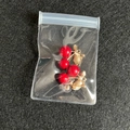 Red cherry resin earrings with gold stems in clear EVA anti-oxidation storage pouch - 7*10cm Transparent 0.4mm